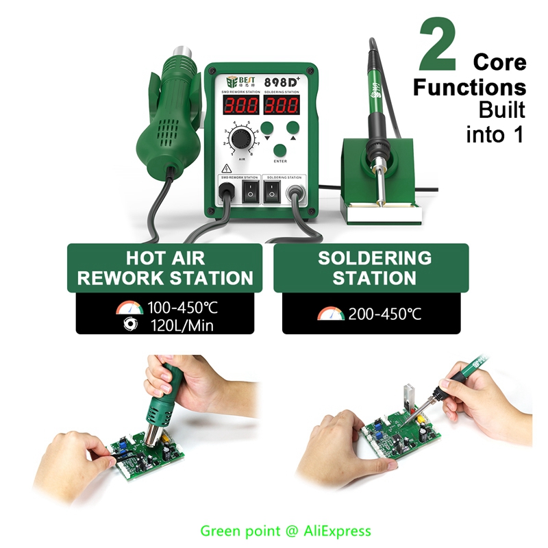 Smd Rework Station Hot Air Soldering 2 In 1 - Pistolet à Air chaud Intelligent 2