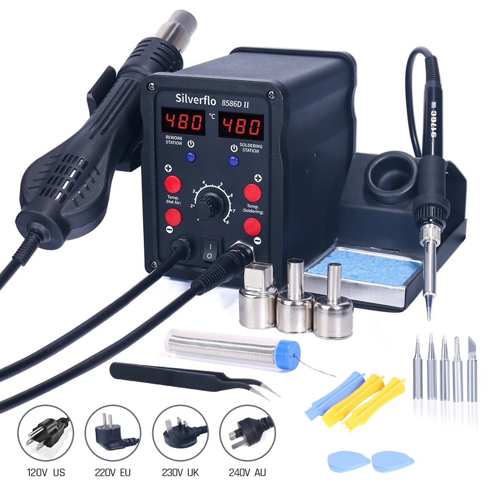 Silverflo – Station de soudage - Smd Rework Station Hot Air Soldering 2 In 1 avis et prix