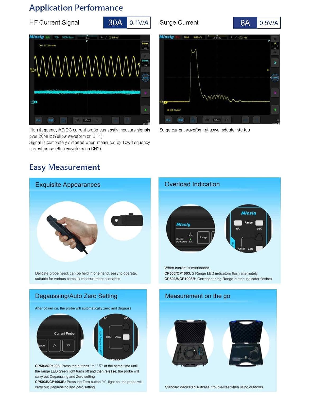 Sonde de courant AC/DC CP503B  - Current Probe Ac Dc 50Mhz Oscilloscope avis et prix