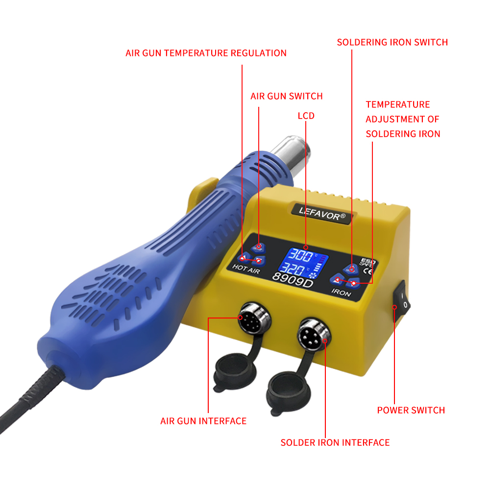 Station de soudage numérique 2 - Smd Rework Station Hot Air Soldering 2 In 1 avis et prix
