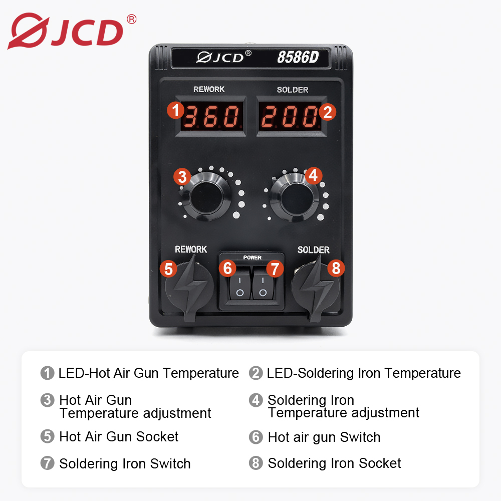 JCD 8586D Station de soudage 2 - Smd Rework Station Hot Air Soldering 2 In 1 avis et prix